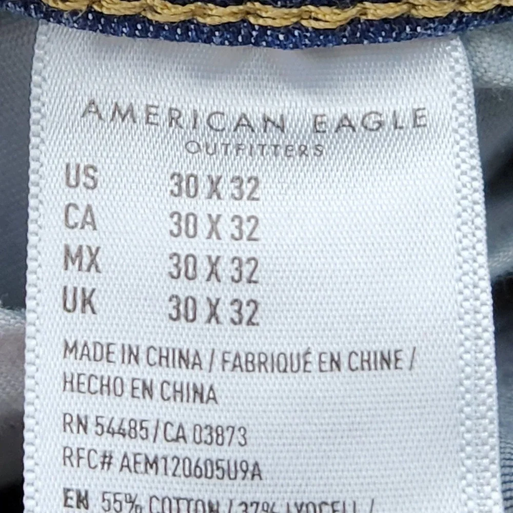 American Eagle Mens Slim Straight Jeans Blue Denim Size‎ 28x32